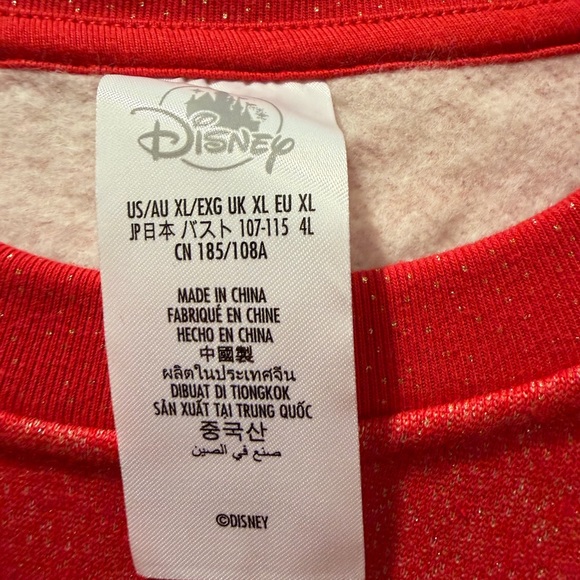 Disney Red Glitter Holiday Sweatshirt xl EUC Disneyland - Picture 3 of 4